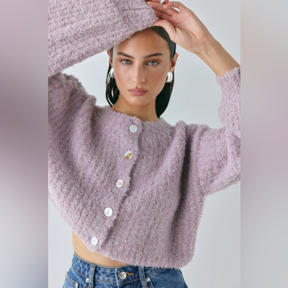 VRG GRL Elsie Knit Cardigan in Lilac